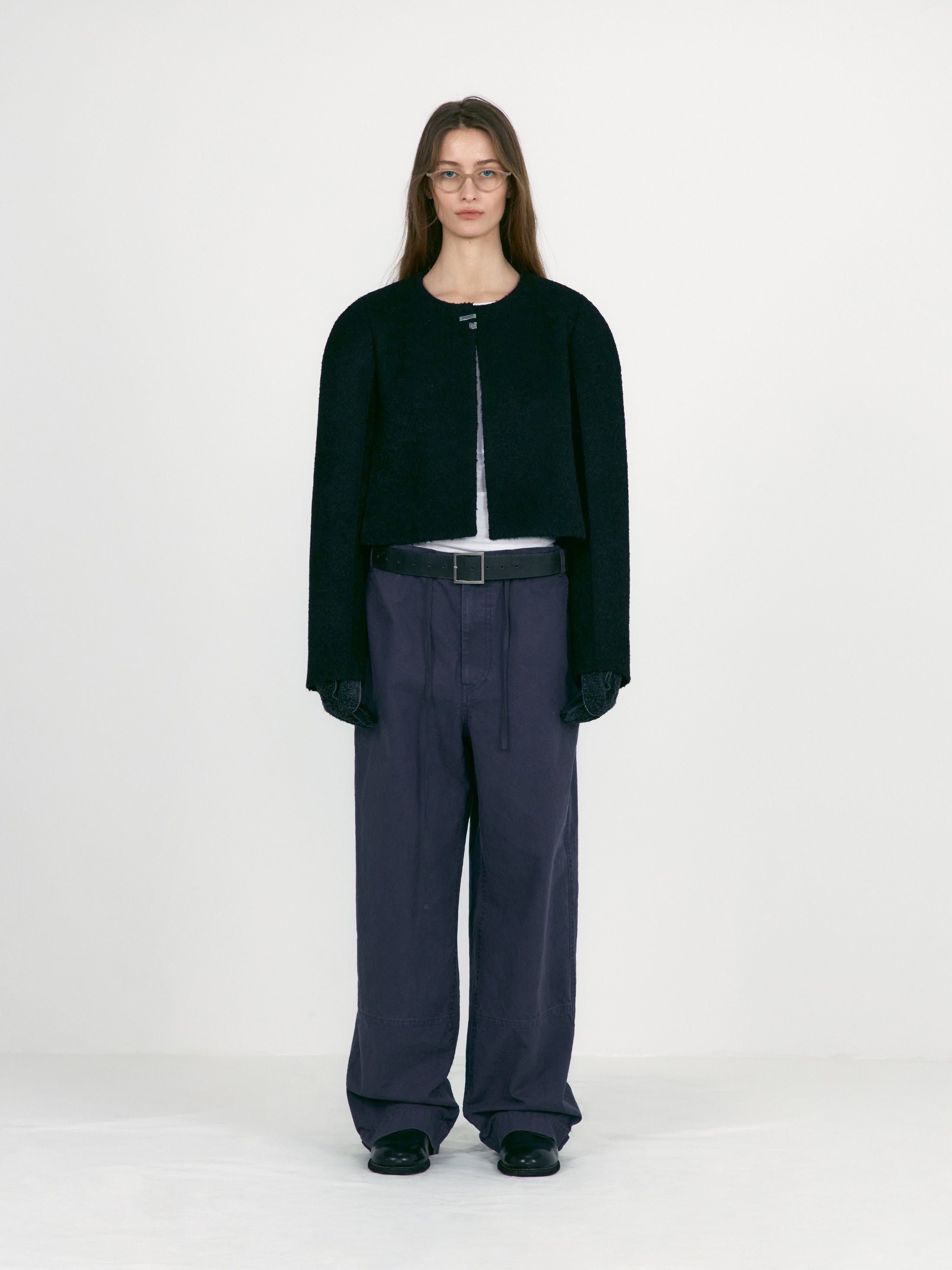 Low Classic Square Buckle Leather Belt Black