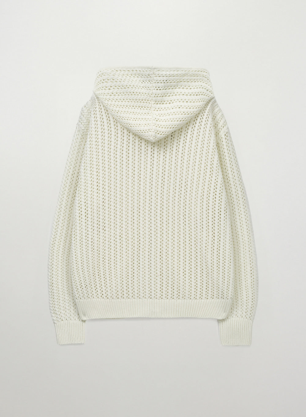 Satur Crochet Knit Hood Zip-up - Cream