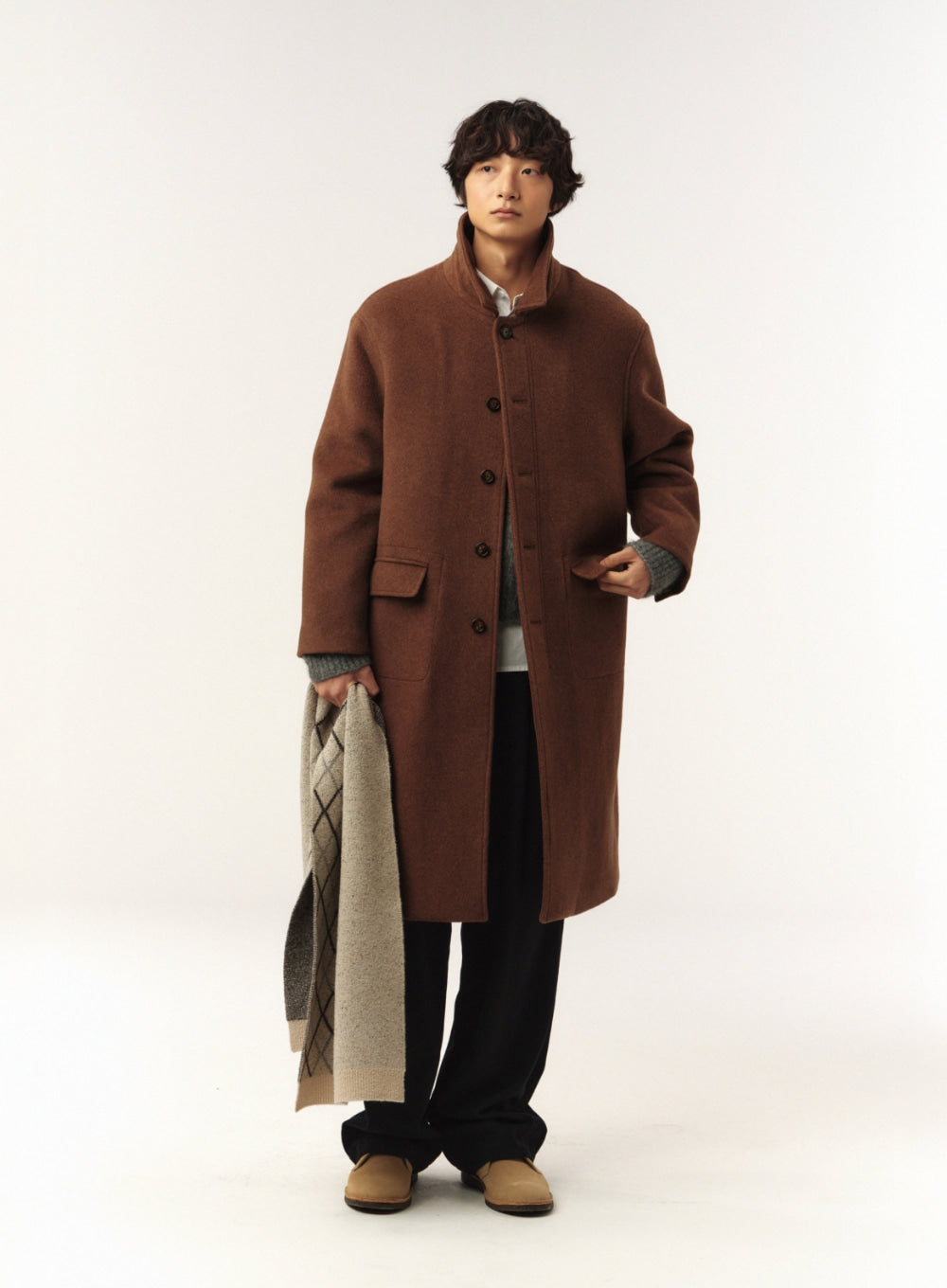 Satur Argyle Muffler - Light Gray
