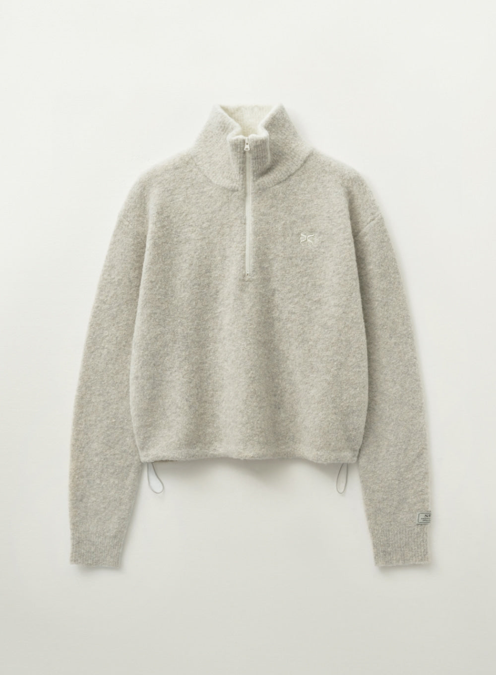 [satur] (W) Crop Half Neck Fleece Knit Zip-up - Oatmeal