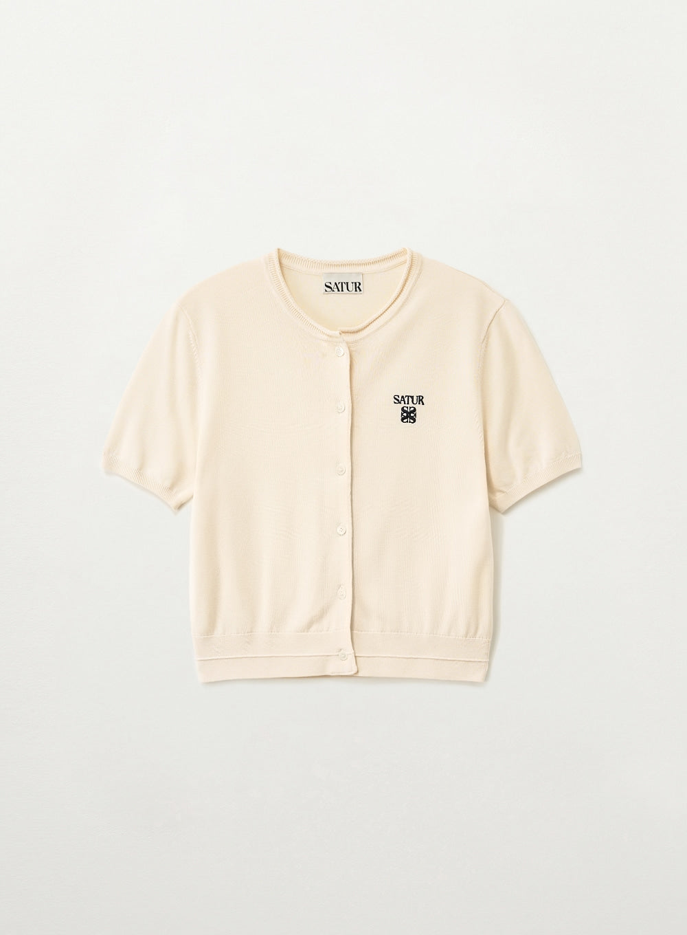 Satur (W) Fine Half Crewneck Cardigan - Cream