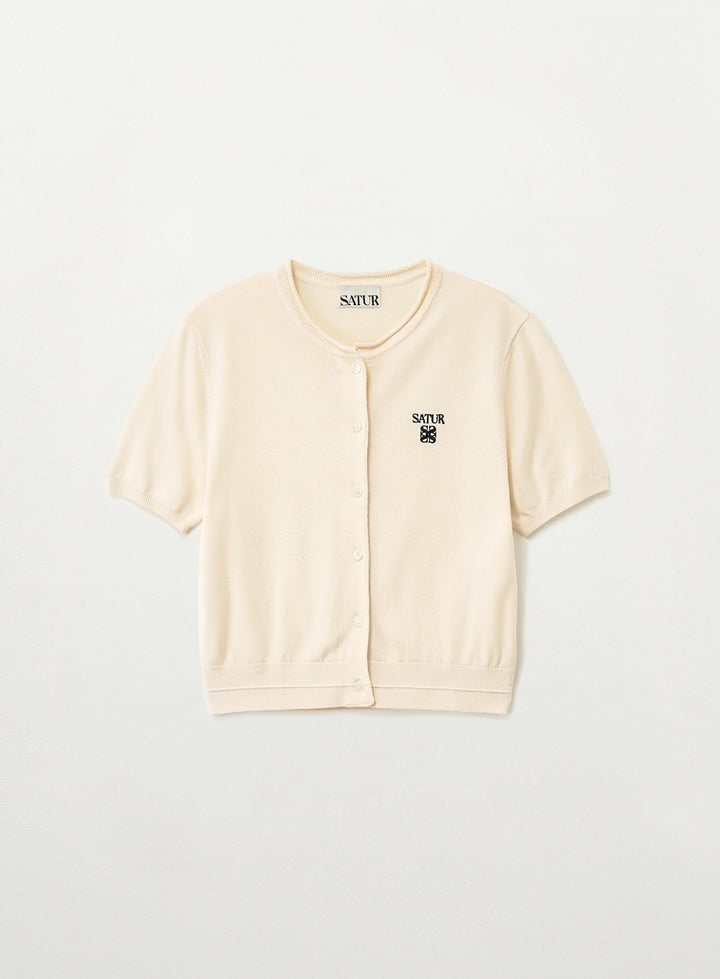 Satur (W) Fine Half Crewneck Cardigan - Cream