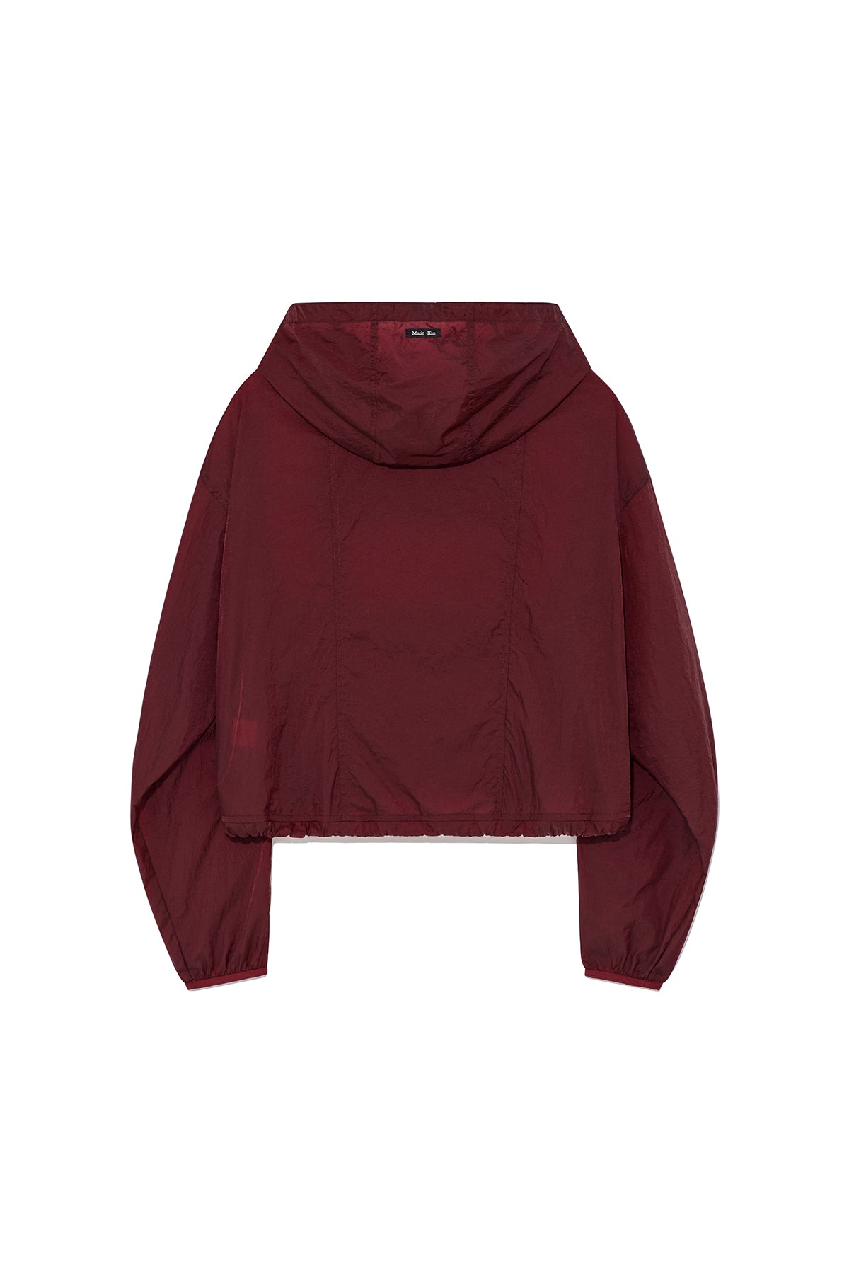 [matinkim] HOODY POINT CROP LIGHT WINDBREAKER IN BURGUNDY