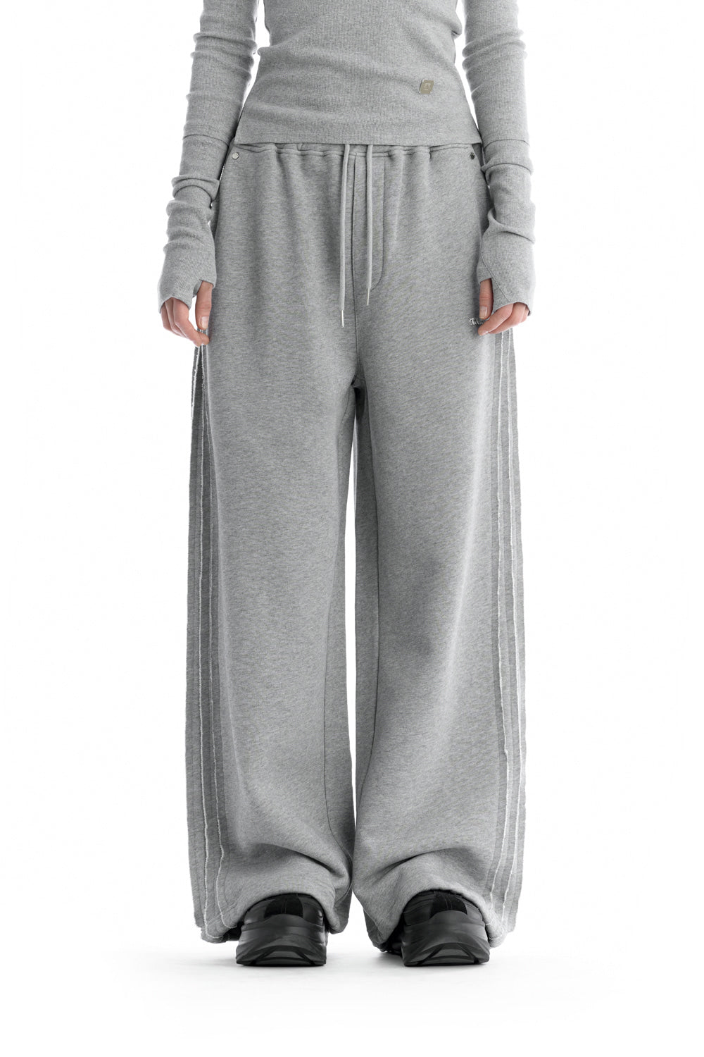 Treemingbird Tmb Raw Cut Sweat Set-Up Pants Melange Gray
