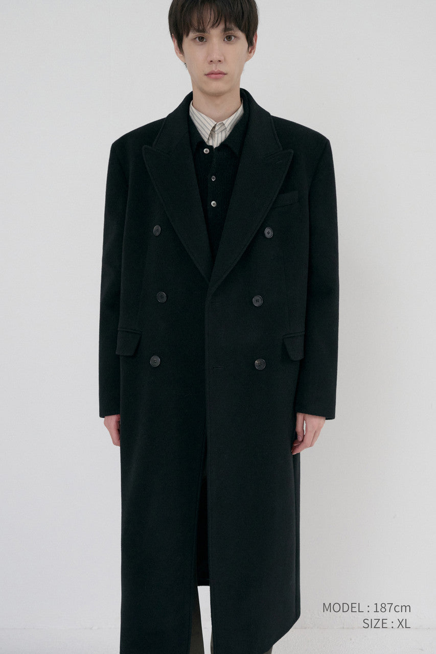 Dunst Unisex Tailored Double-Breasted Cashmere Coat Black