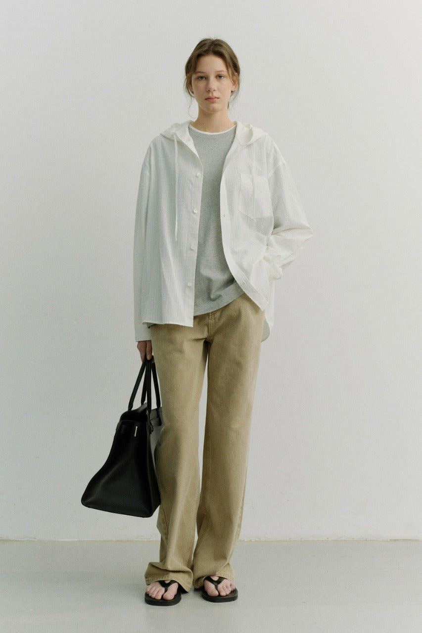 Dunst Unisex Classic Hooded Shirt White Check