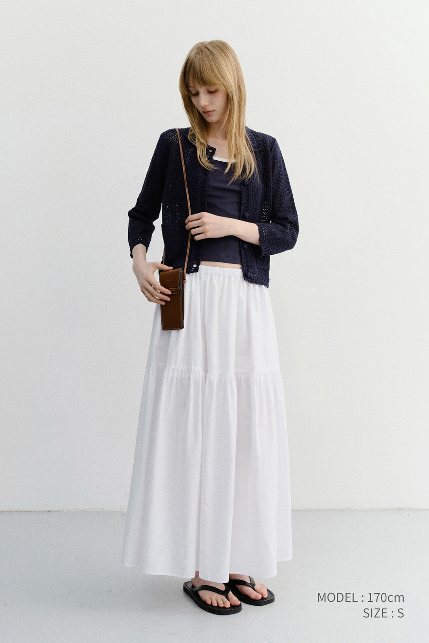 Dunst Crochet Collared Cardigan Navy