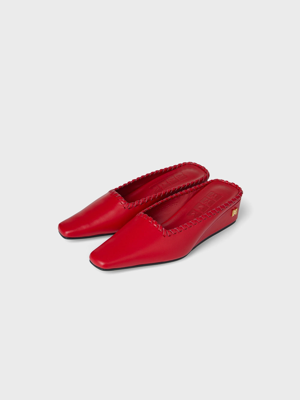 EENK Classic Stitch Detail Mules - Red