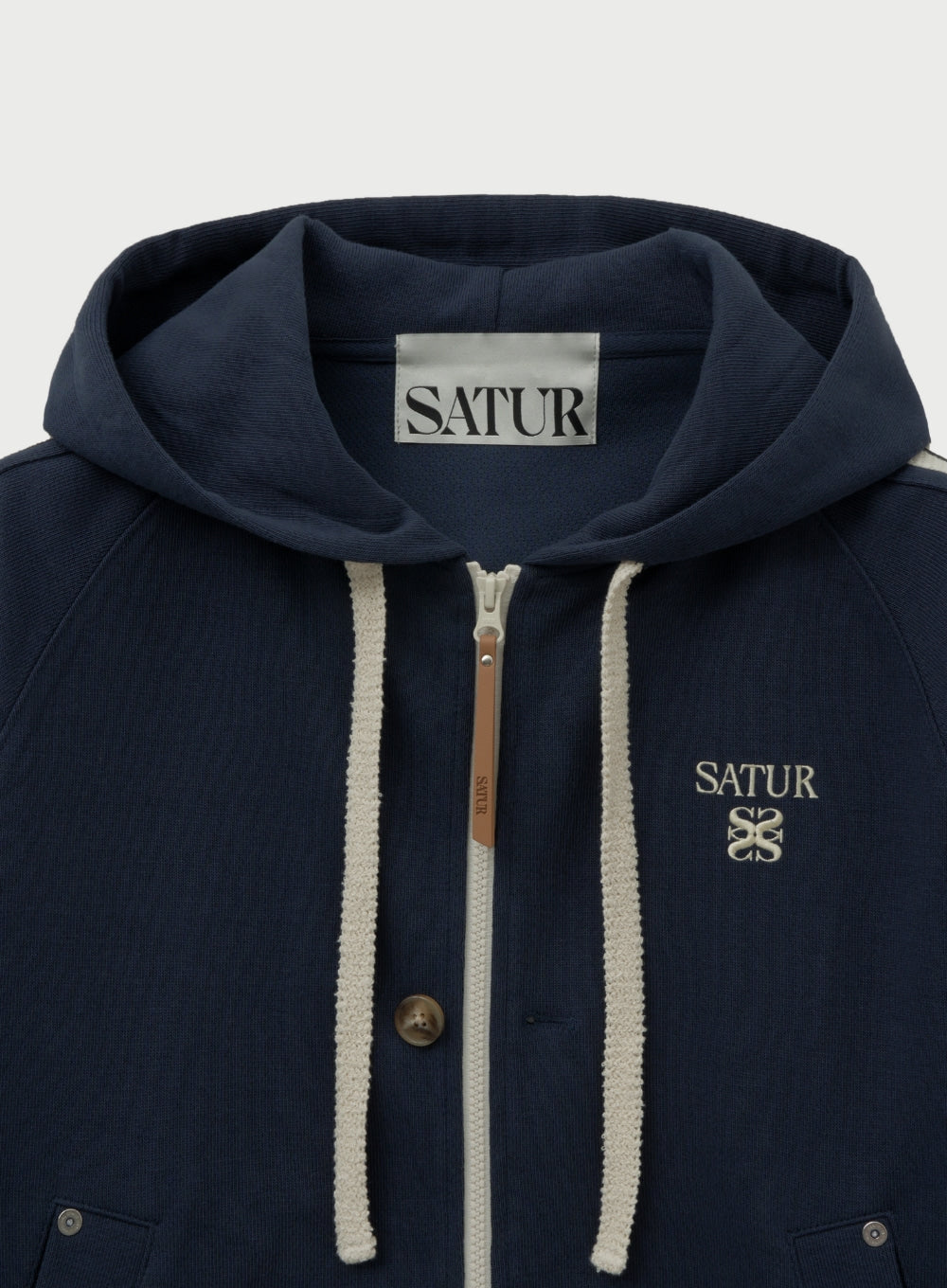 [satur] Lawton Loose Fit Hood Zip-up - Navy