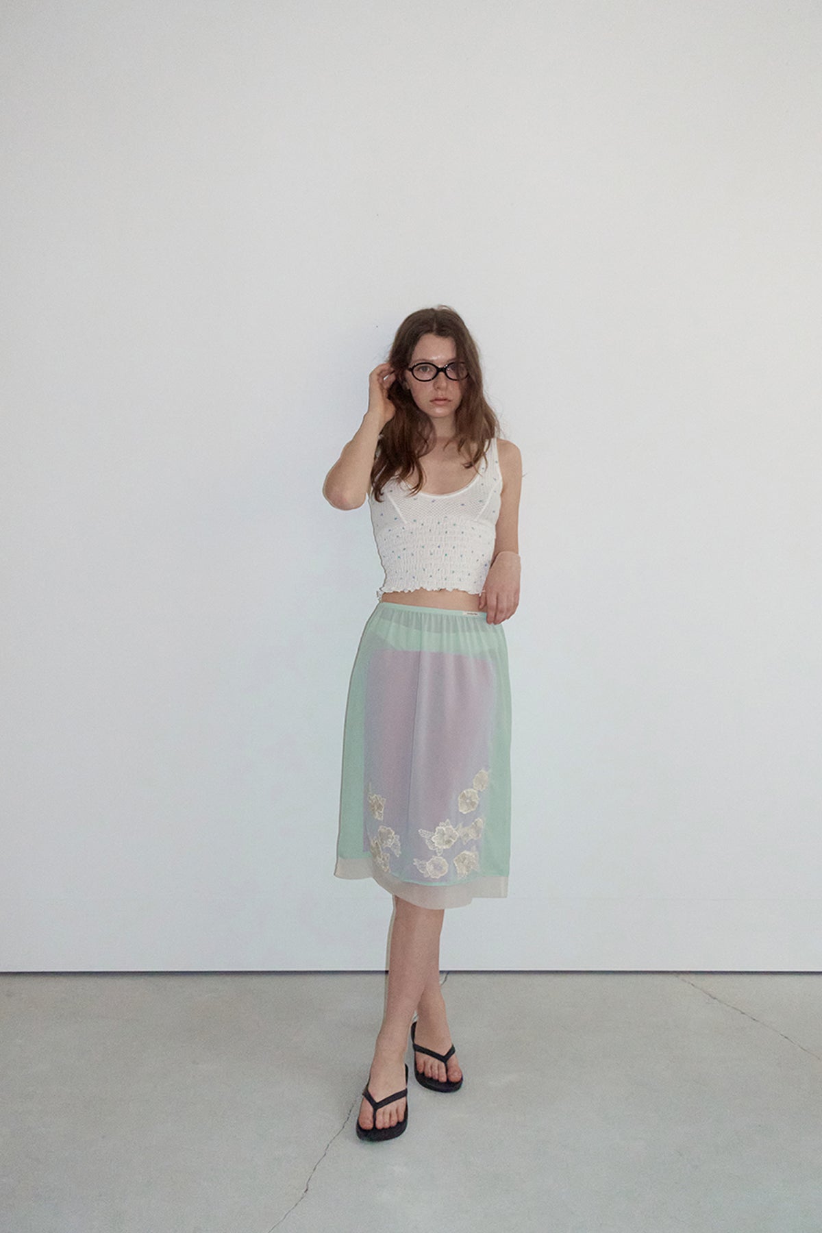 Overdueflair Flower U Neck Smoking Top Blue