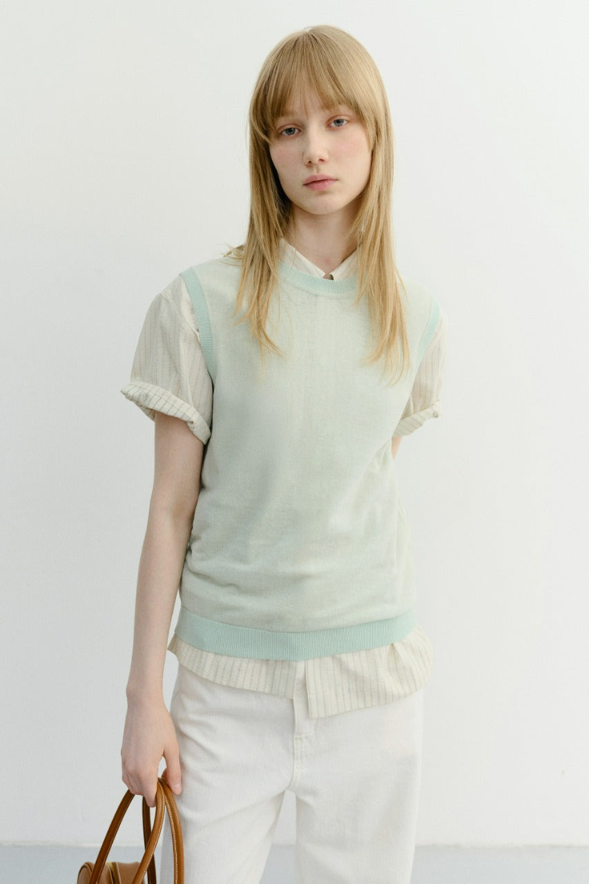 Dunst Unisex Sheer Layering Knit Vest Mint