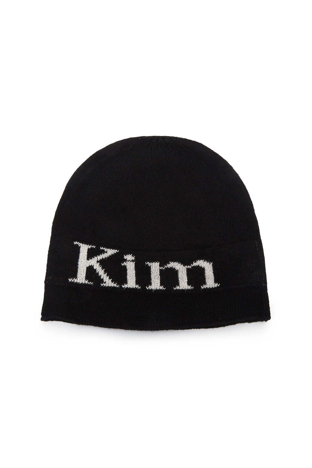[matinkim] LOGO LINEN SHORT BEANIE IN BLACK