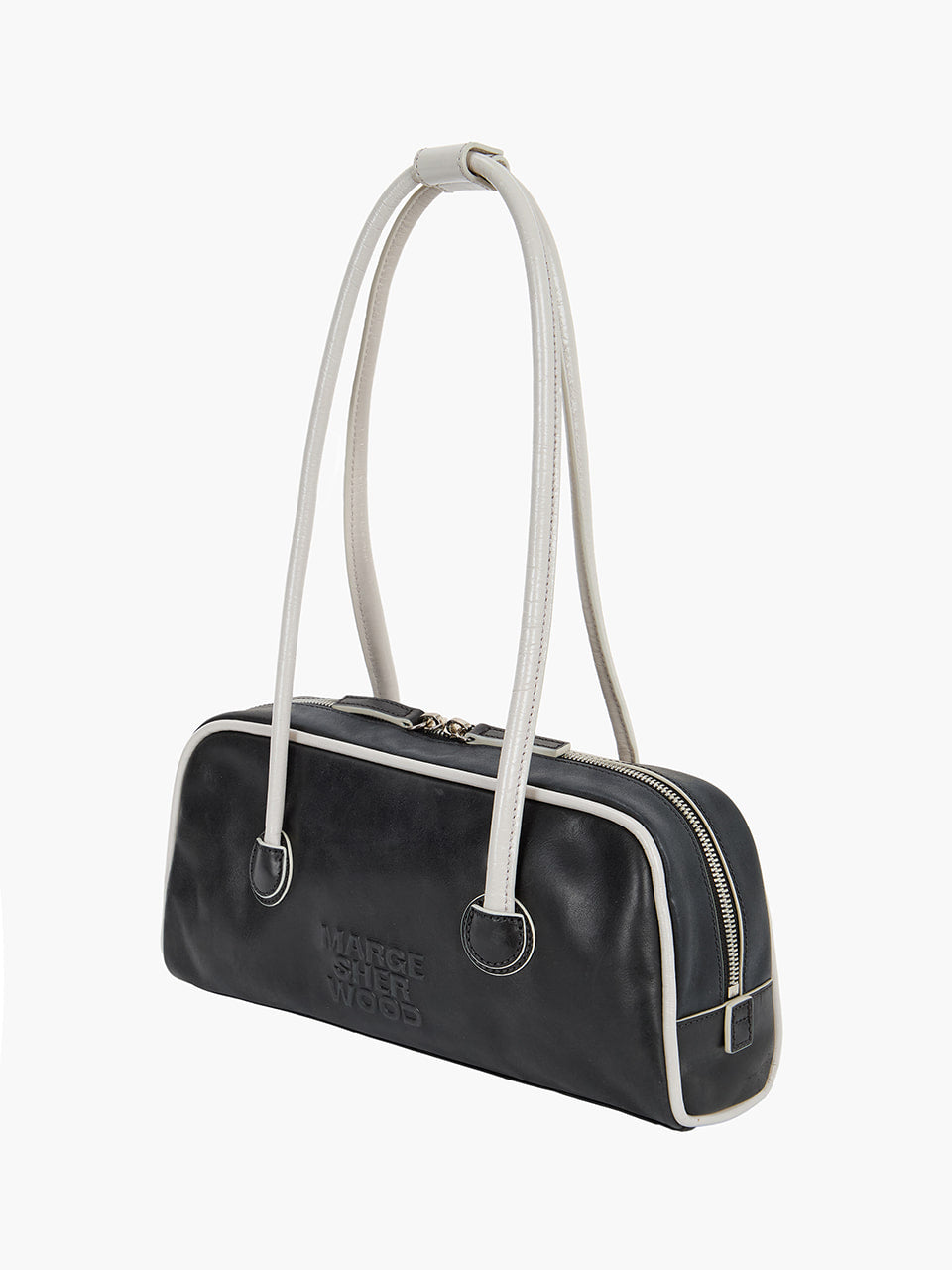 Margesherwood Soft Boston EW Piping black pull-up+light grey crinkle