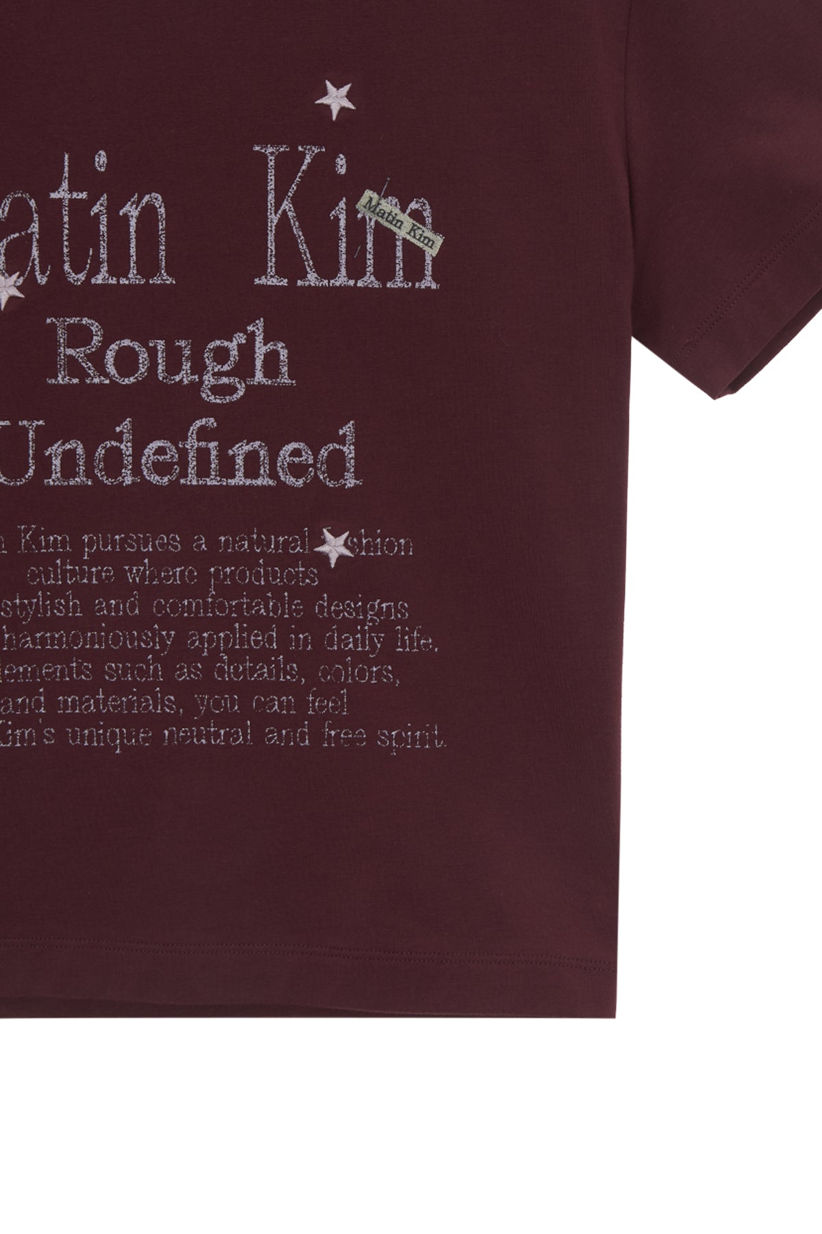 [matinkim] DAZZLE LETTERING CROP TOP IN BURGUNDY