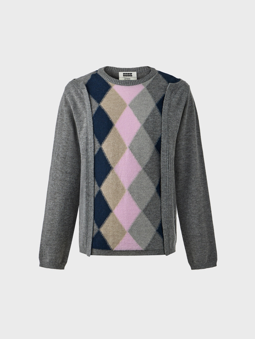 EENK Argyle Knitwear Top - Gray
