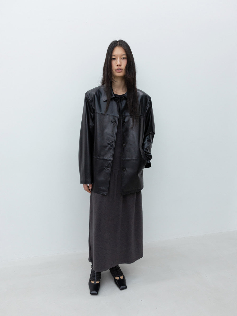 Low Classic Real Leather Work Jacket Black