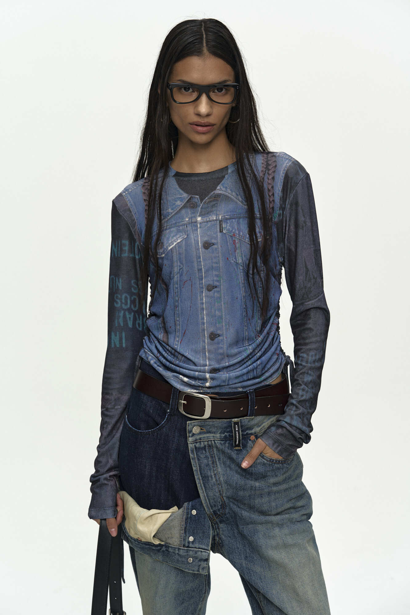 Andersson Bell Unisex Asymmetric Layered Wide-Leg Jeans