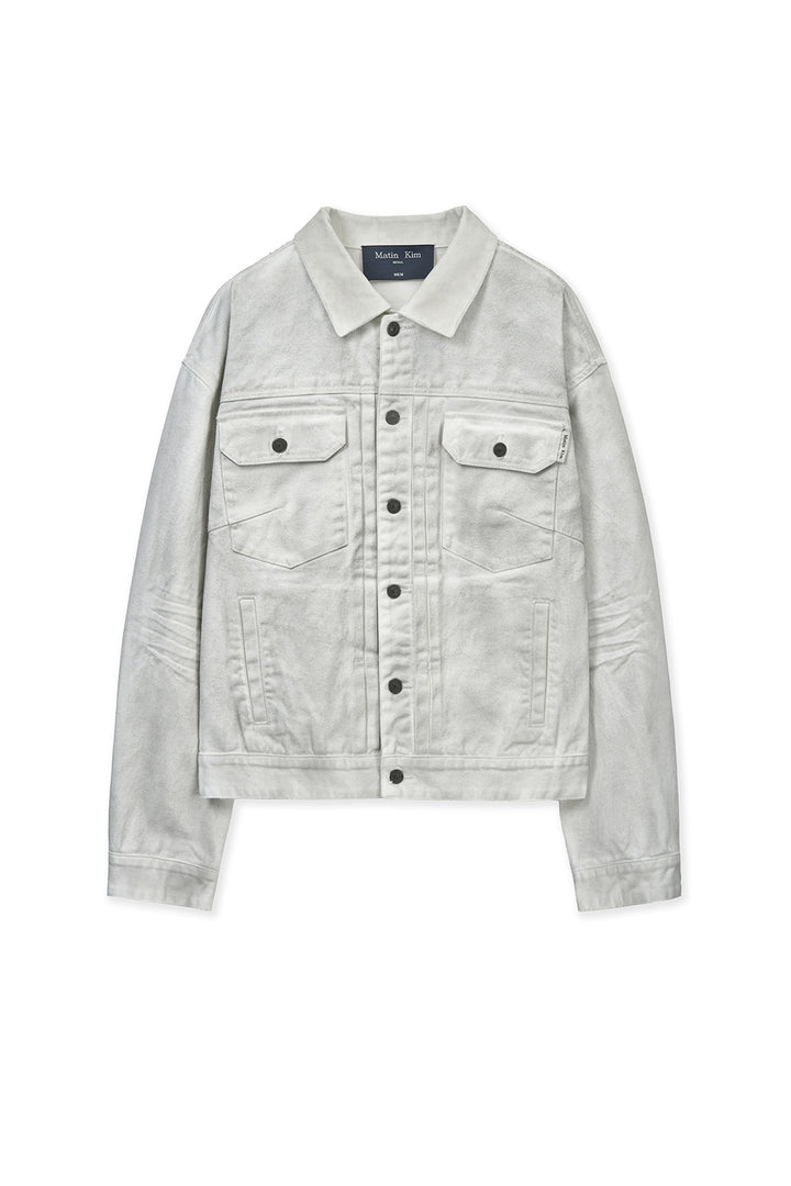 Matinkim Vintage Washed Denim Trucker For Men IN White