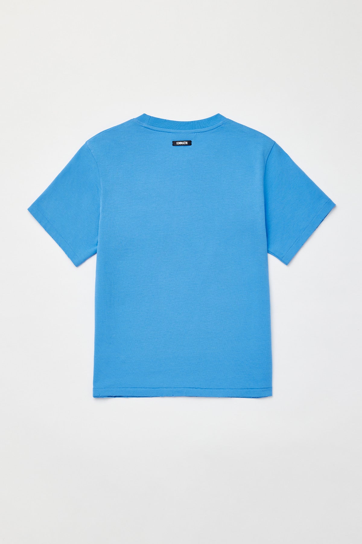 Matinkim Diagonal Raw Cut Printing Top IN Blue