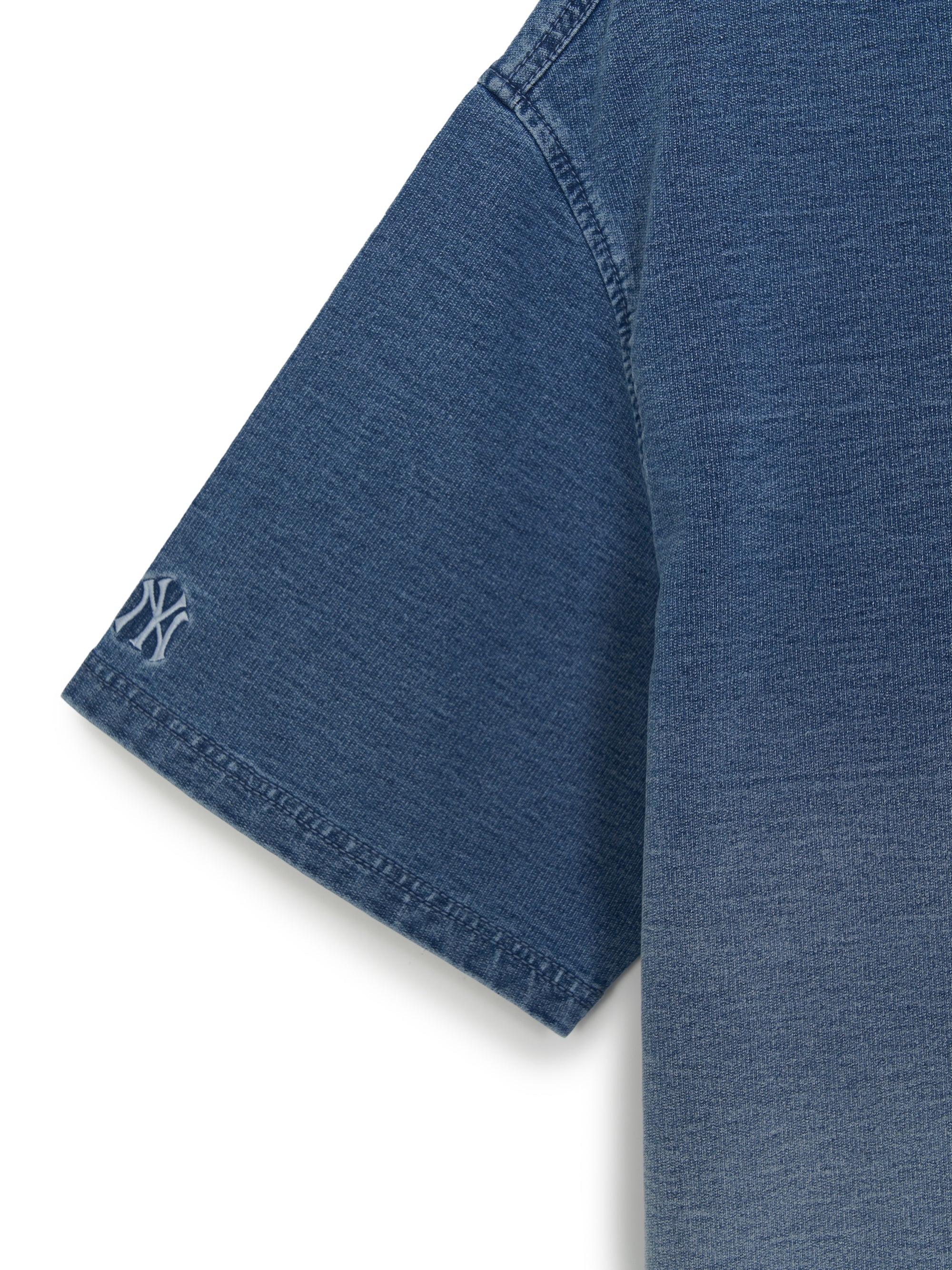 MLB Korea Basic Small Logo Stretched Denim Polo Shirt