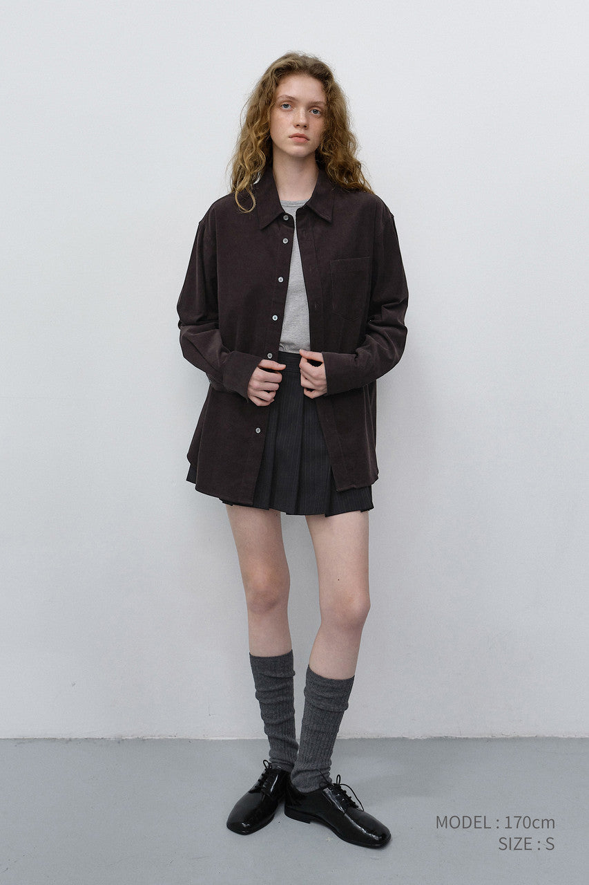 Dunst Unisex Corduroy Shirt Dark Brown