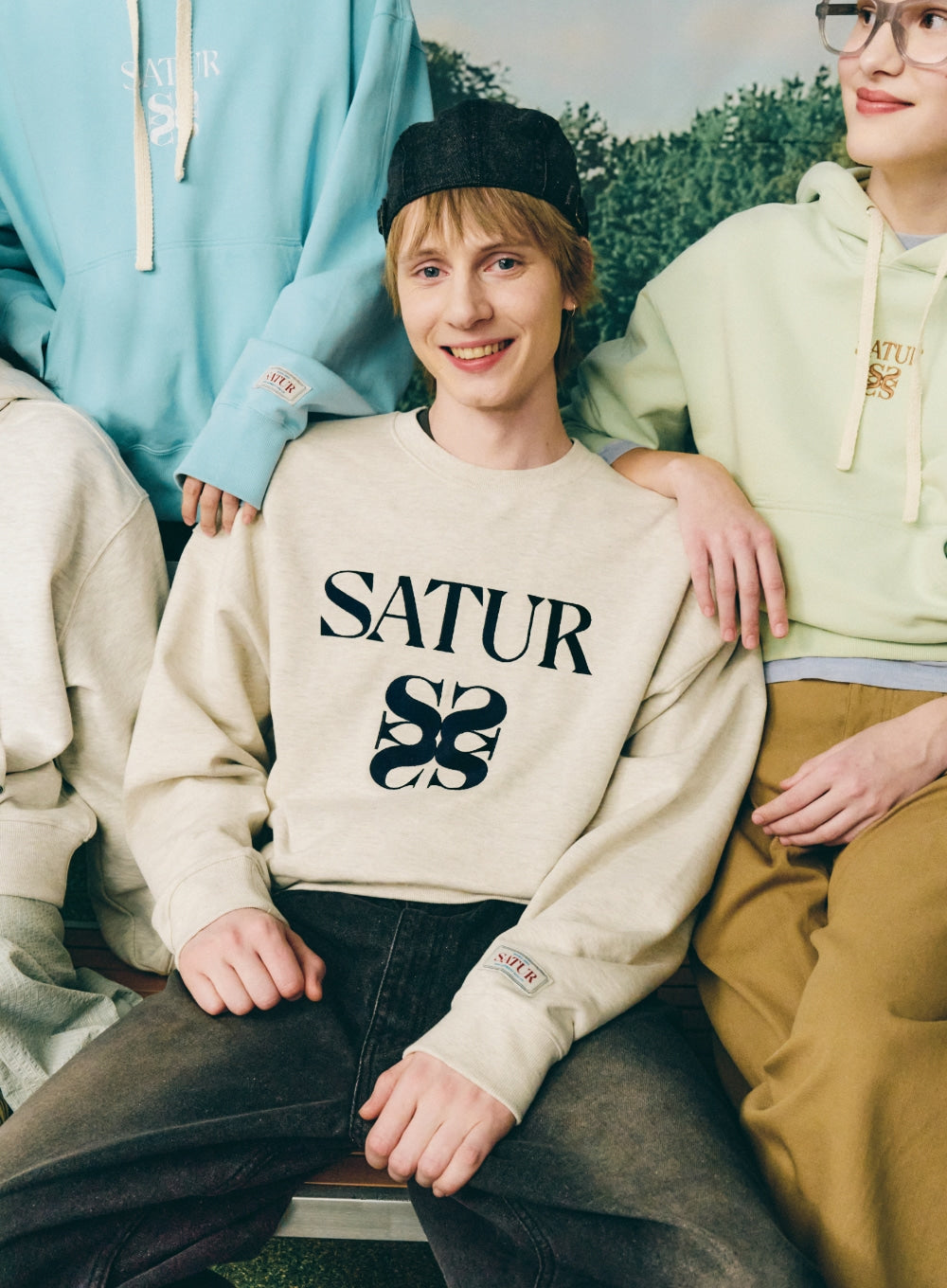 [satur] Classic Logo Sweatshirt - Melange Ivory