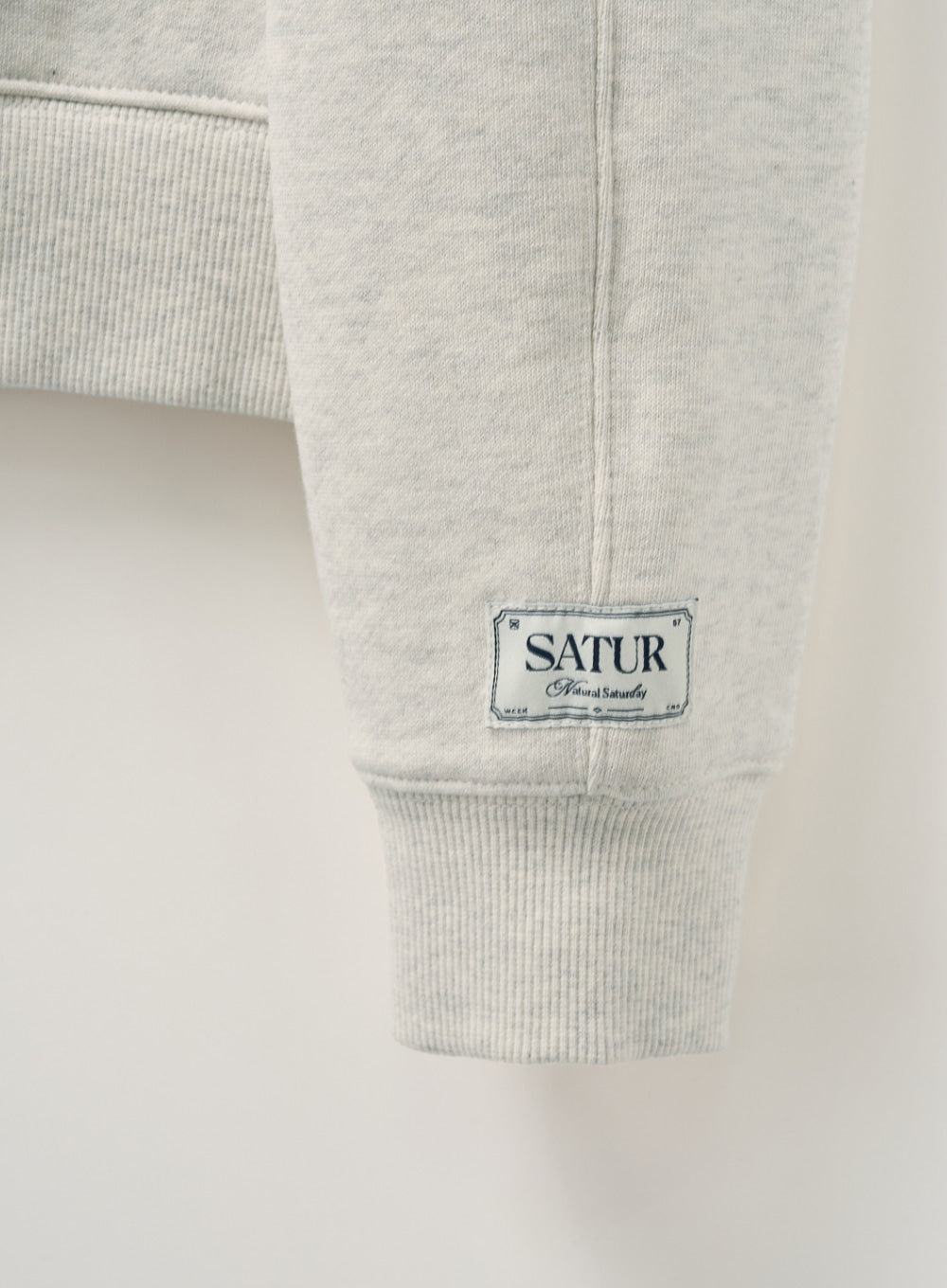 [satur] (W) Classic Logo Crop Sweatshirt - Melange Ivory