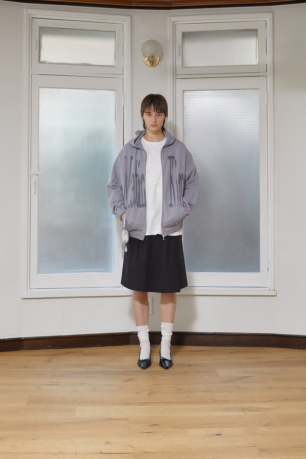 Matinkim Big Logo Hoody Zip UP IN Smoke Blue