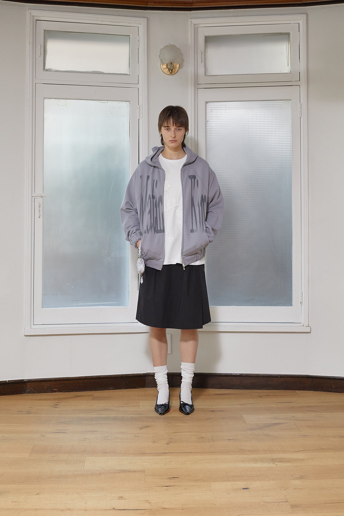 Matinkim Big Logo Hoody Zip UP IN Smoke Blue