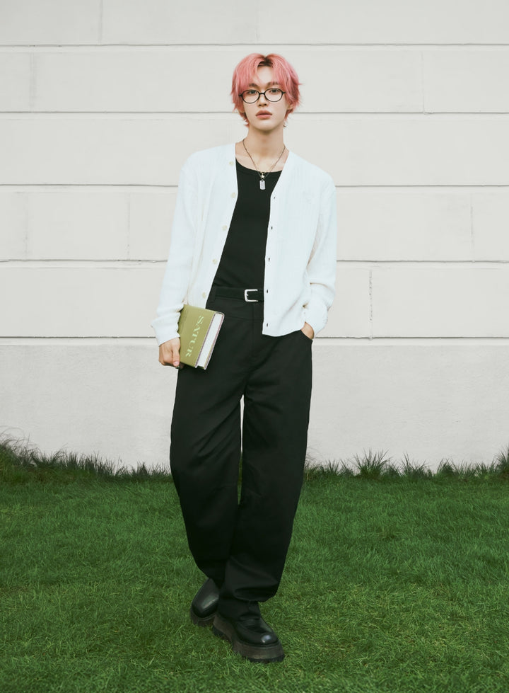 Satur Cotton Curved Pants - Black