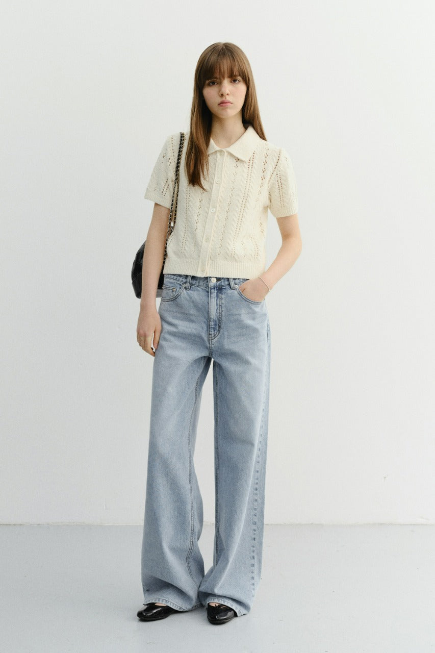 Dunst Collared Half Sleeve Cardigan Cream