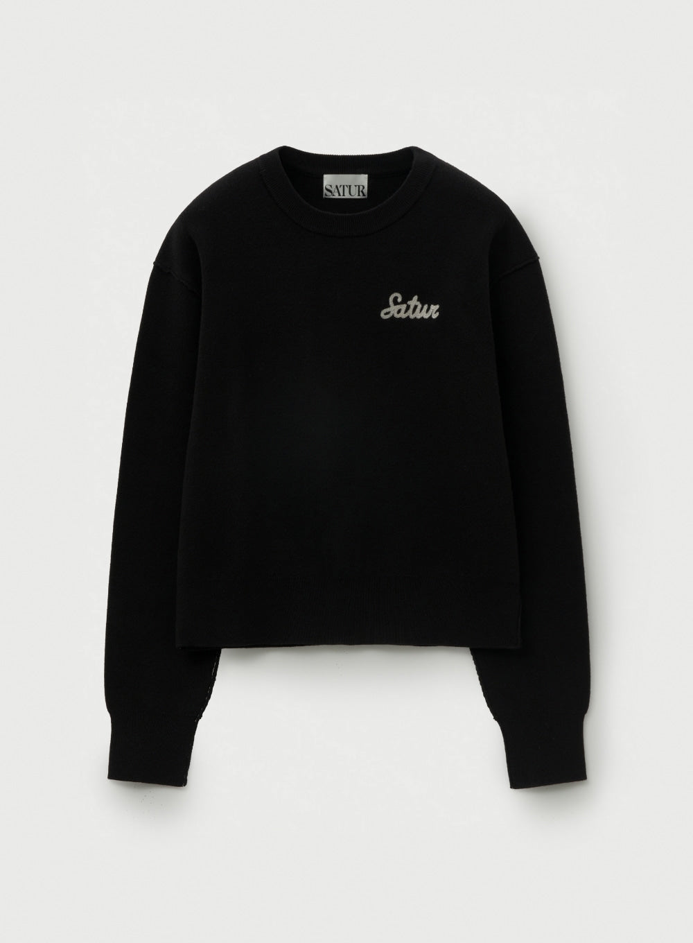 [satur] (W) Outline Basic Crew Neck Knit - Black