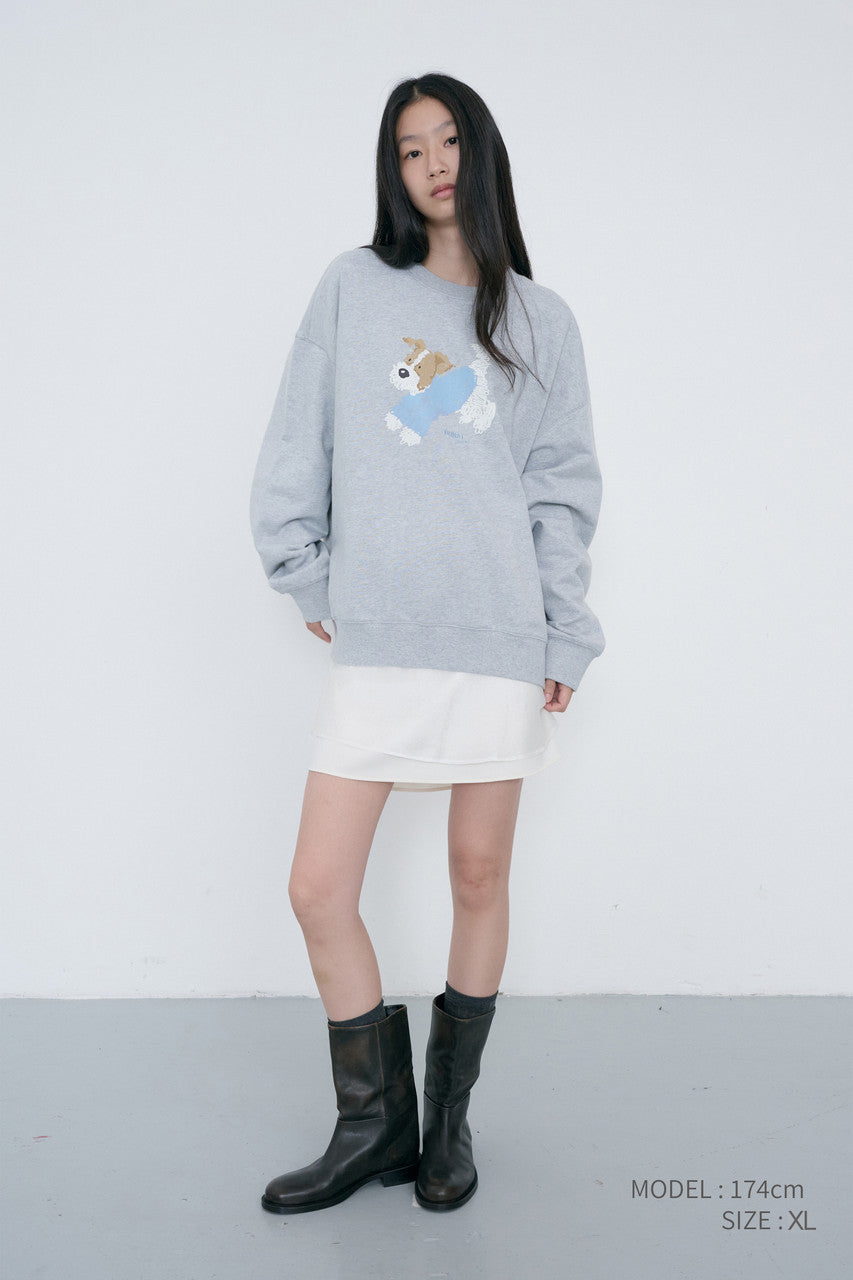 Dunst Unisex Puppy Sweatshirt Mid Melange Grey