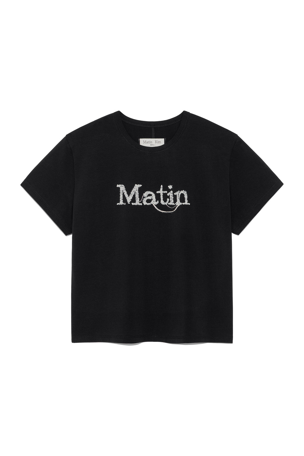 Matinkim Stitch Printing Detail Crop Top IN Black