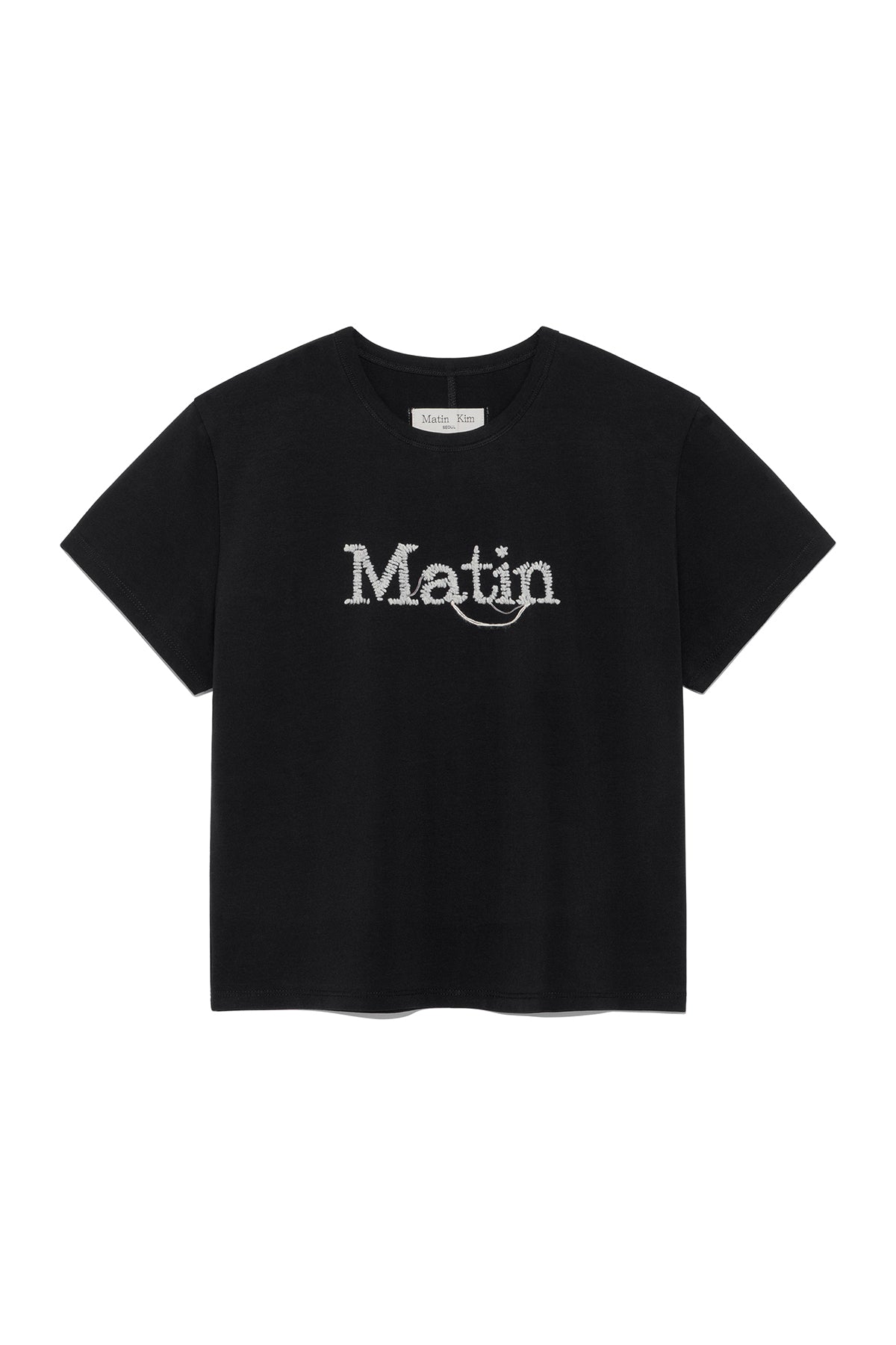 Matinkim Stitch Printing Detail Crop Top IN Black
