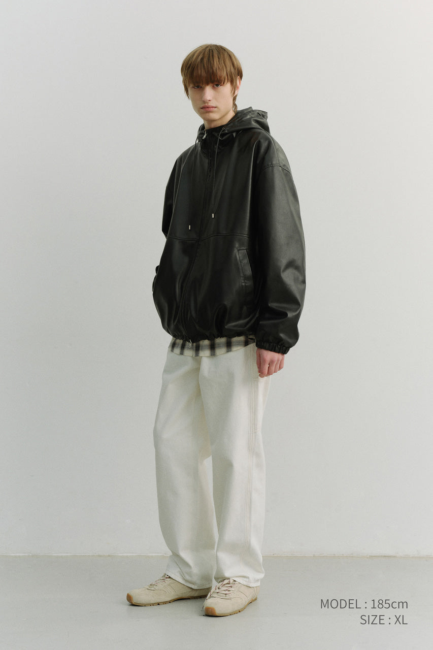 Dunst Unisex Leather Windbreaker Black