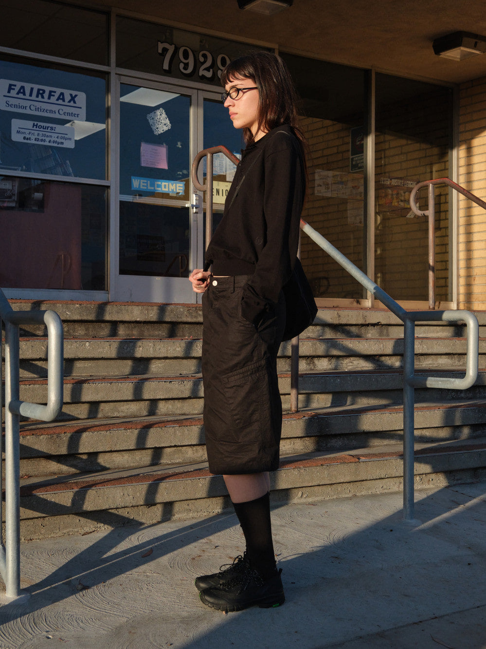 [Low Classic] Washed Cotton Pocket Skirt_Black