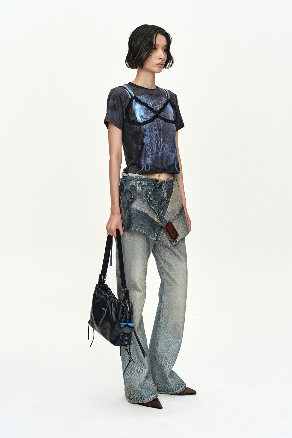 Andersson Bell Upside-Down Printed Wrap Skirt Blue)