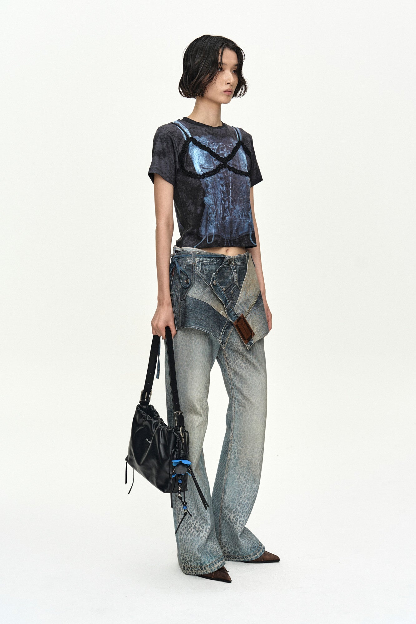 Andersson Bell Upside-Down Printed Wrap Skirt Blue)
