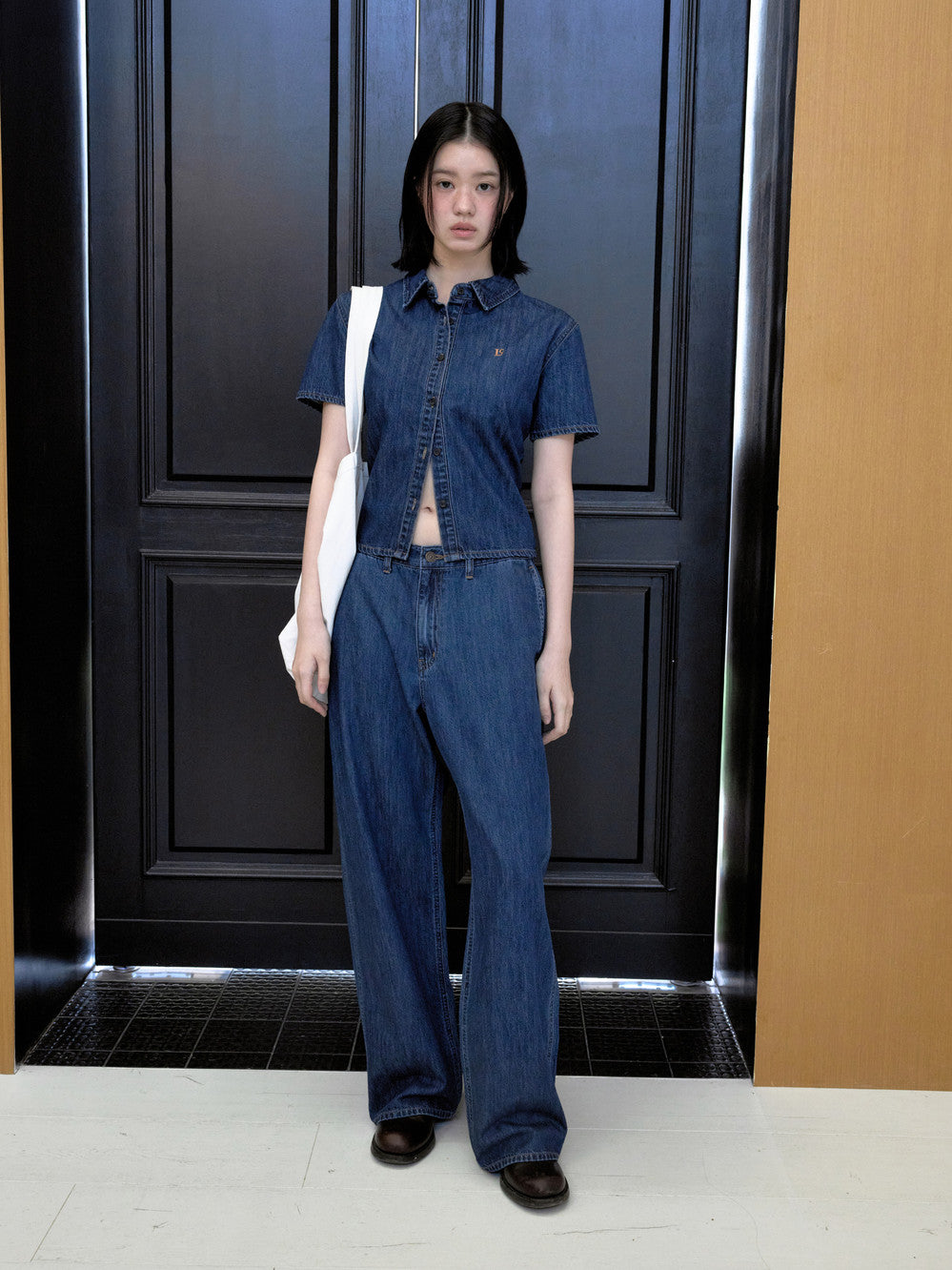 Low Classic Button Straight Jeans Blue