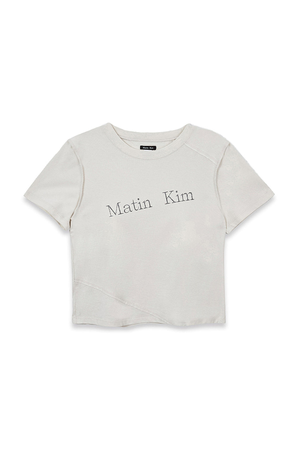 [matinkim] DIAGONAL LOGO REVERSIBLE CROP TOP IN IVORY