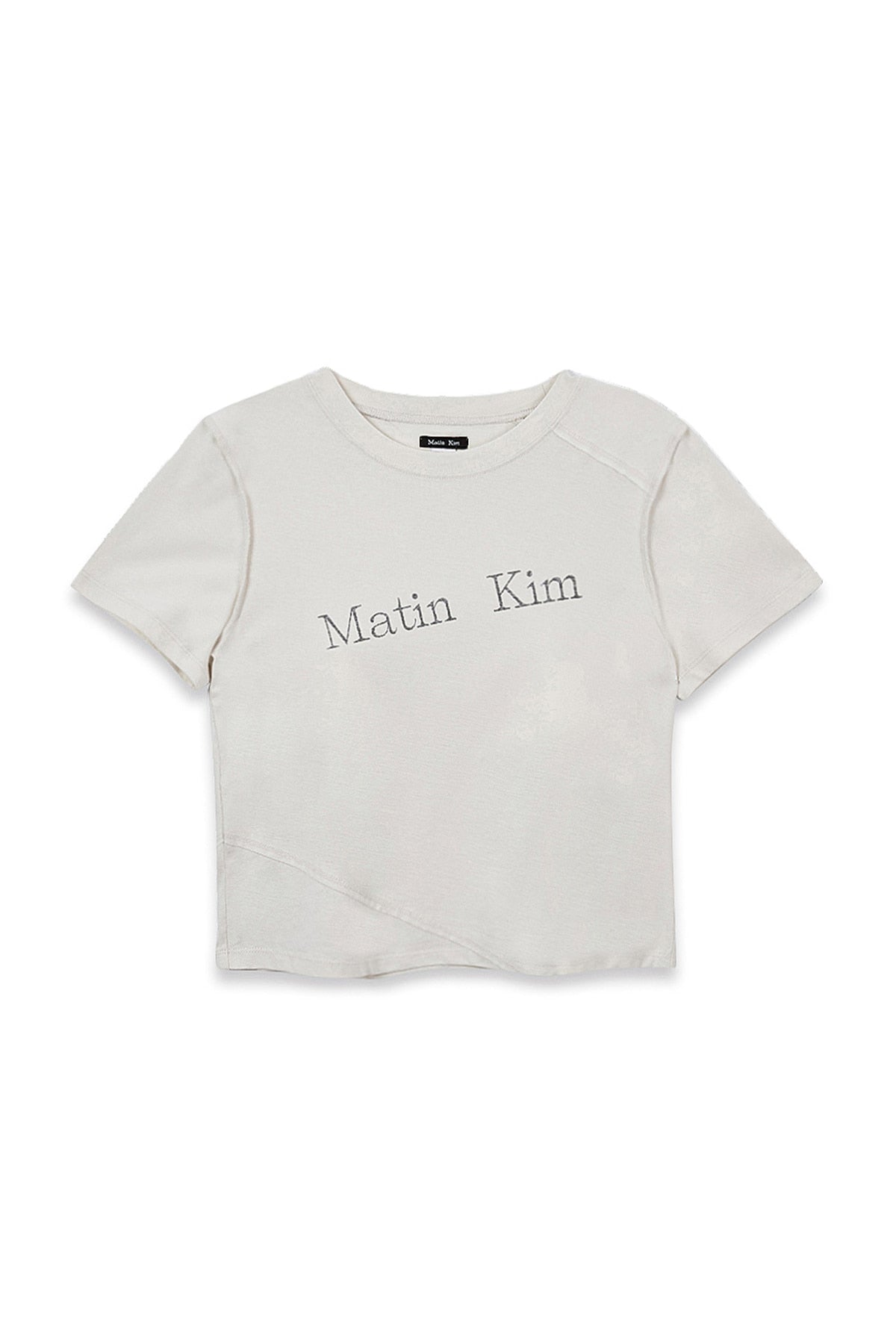 [matinkim] DIAGONAL LOGO REVERSIBLE CROP TOP IN IVORY