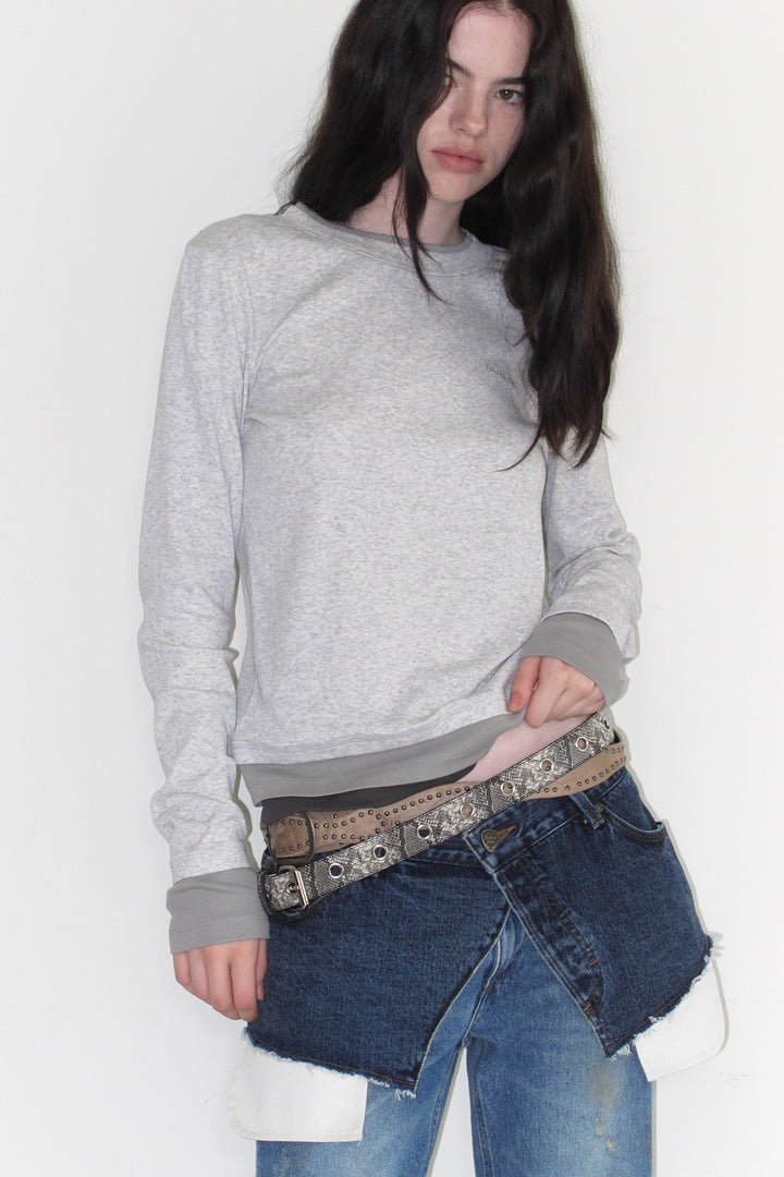 Instantfunk Essential Color Block Tee - Melange Grey