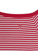 [MLB] Women's Varsity Stripe Off Shoulder Slim Semi Crop T-Shirts