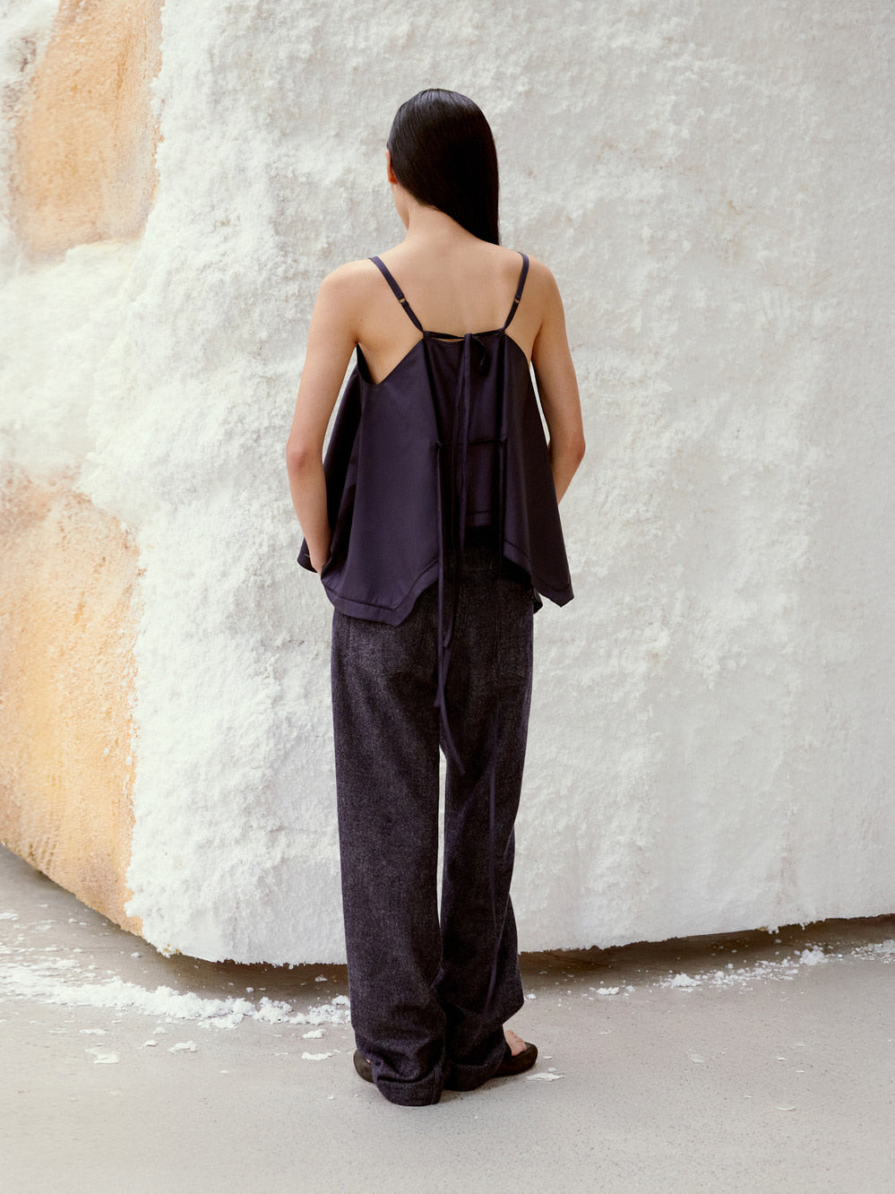Low Classic Flared Sleeveless Top Navy
