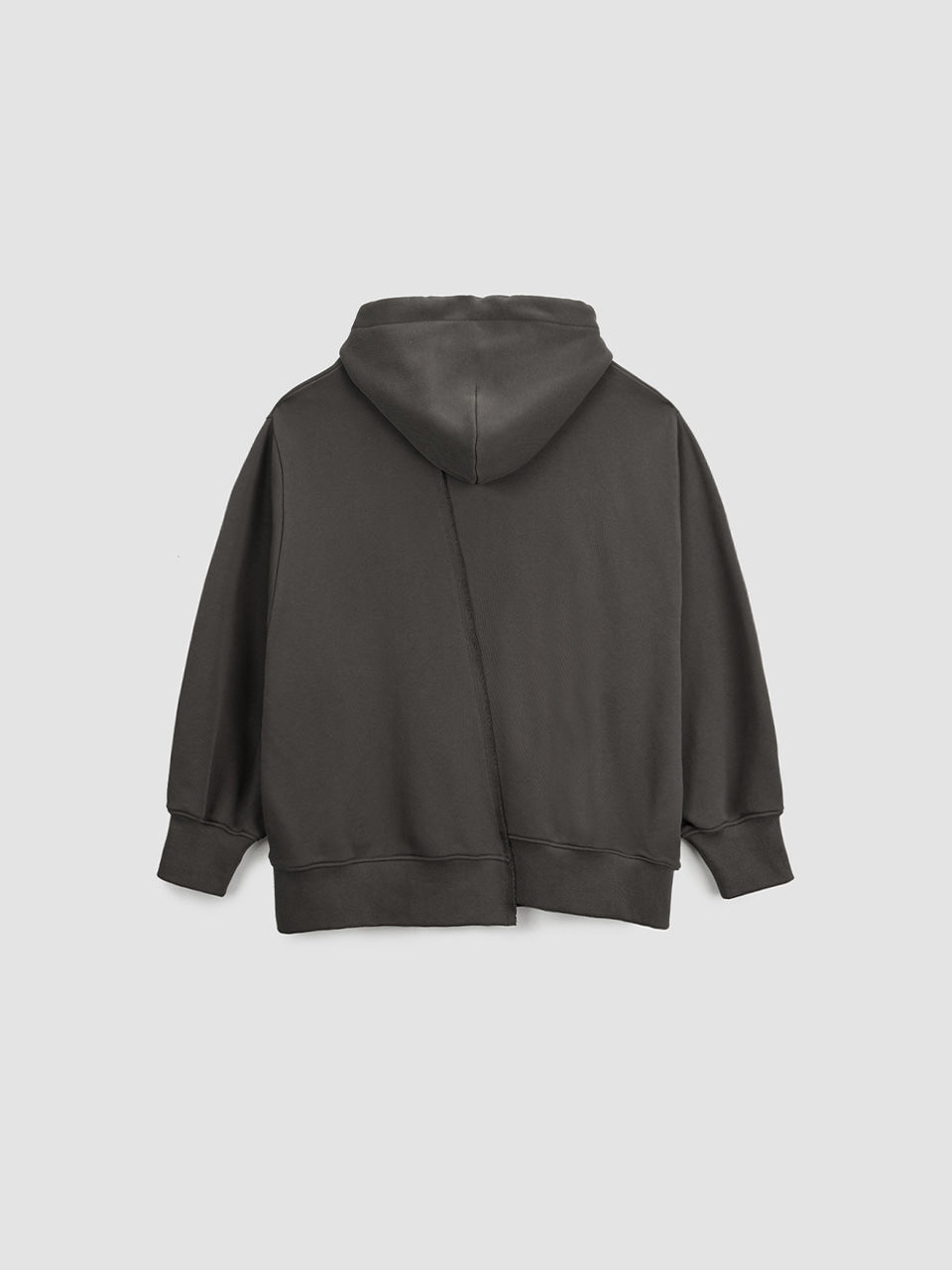 [matinkim] Blurred Logo Raw Cut Oversize Hoody IN Charcoal