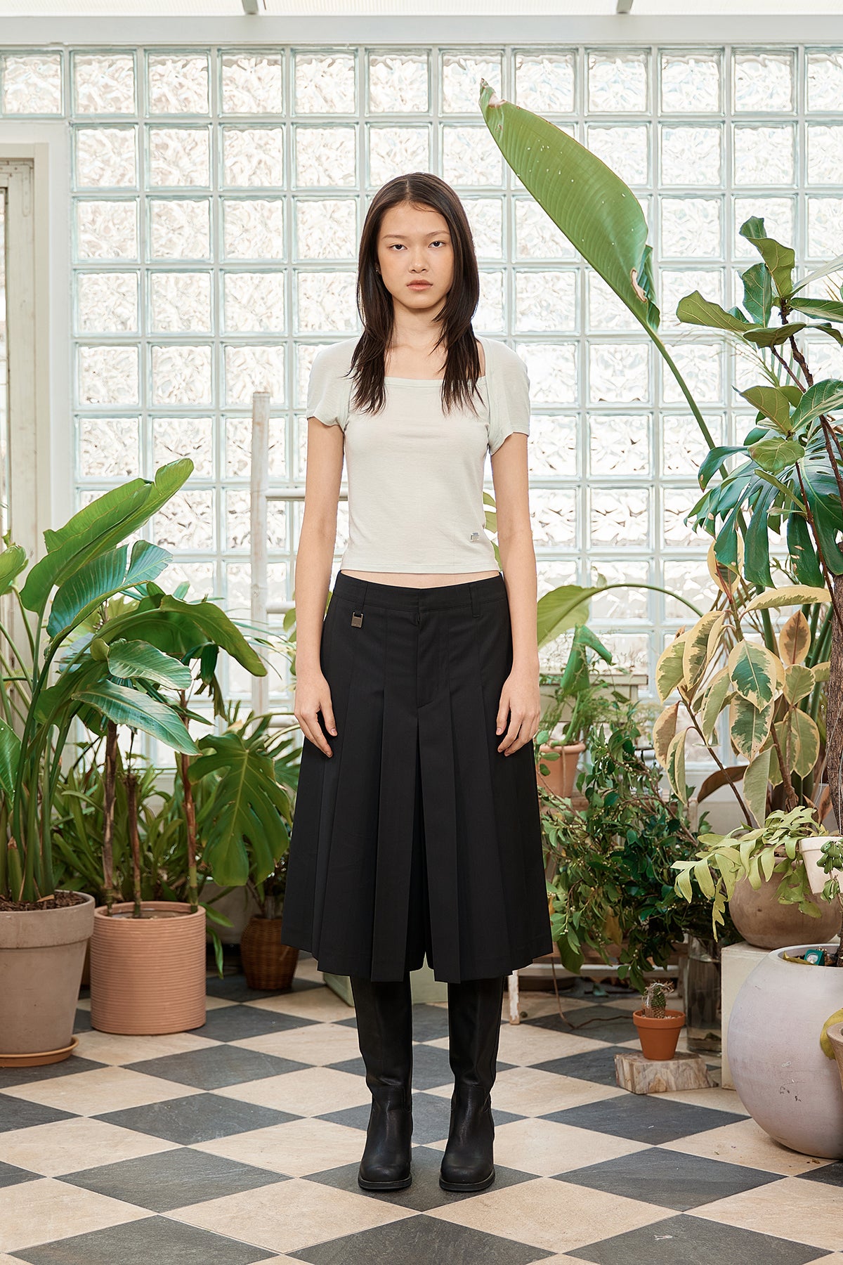 Matinkim Raglan Bolero Slim Top IN Light Green
