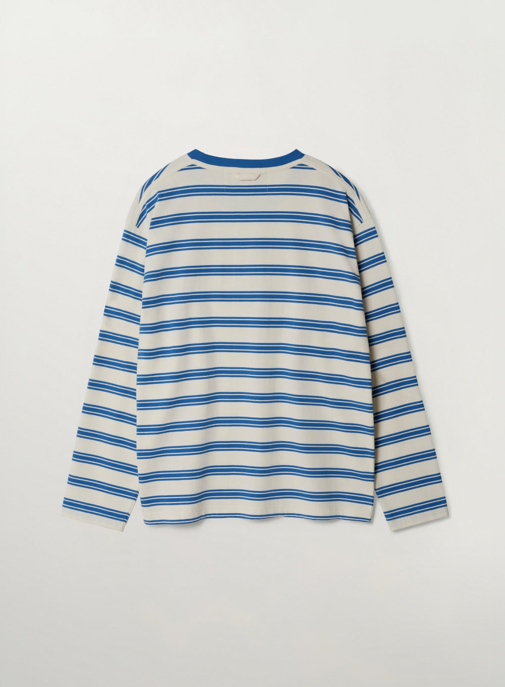 [satur] Font Embroidery Stripe Long Sleeve - Blue