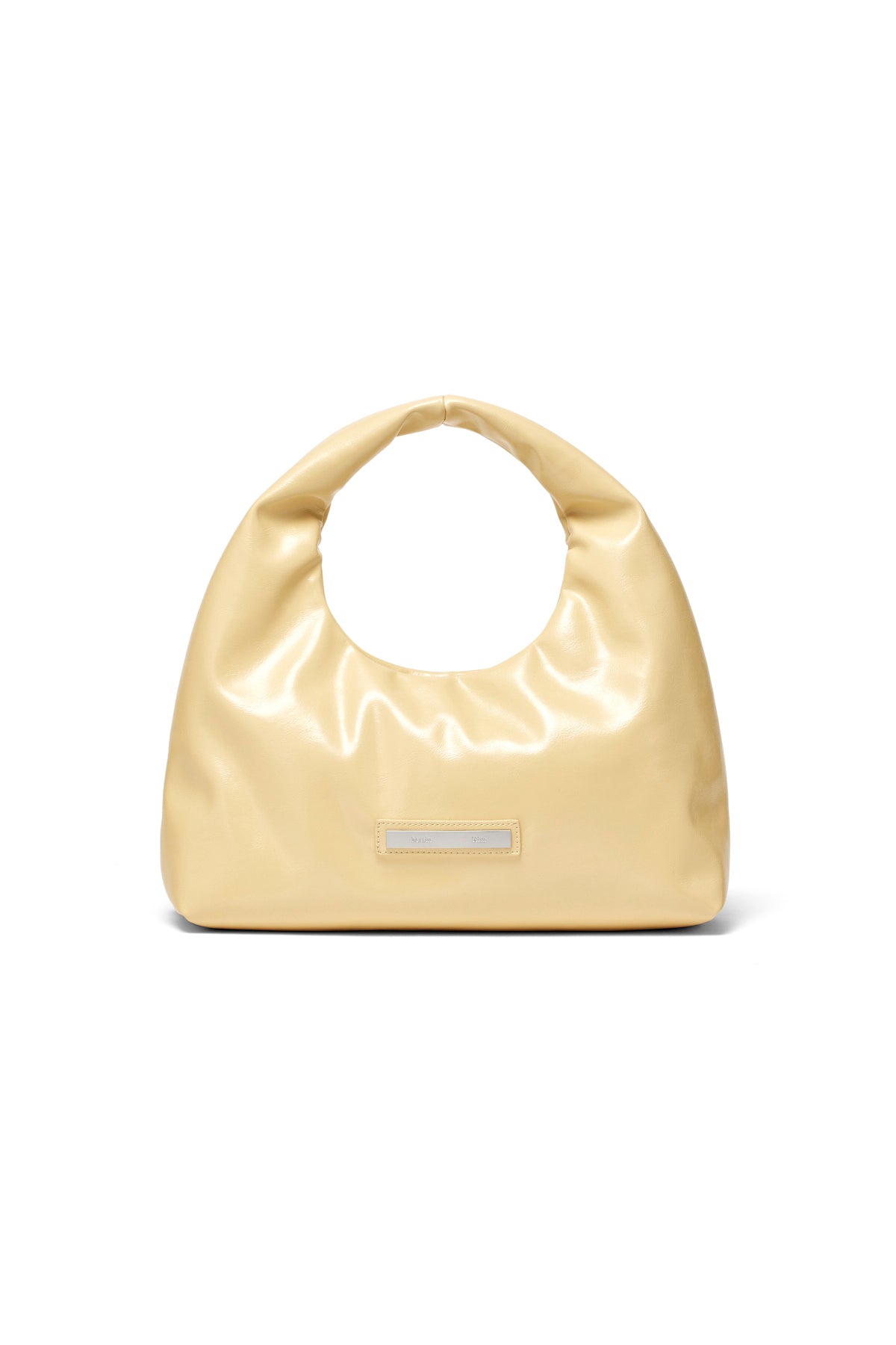 [matinkim] EMBOSSED LOGO LEATHER MINI TOTE BAG IN LIGHT YELLOW