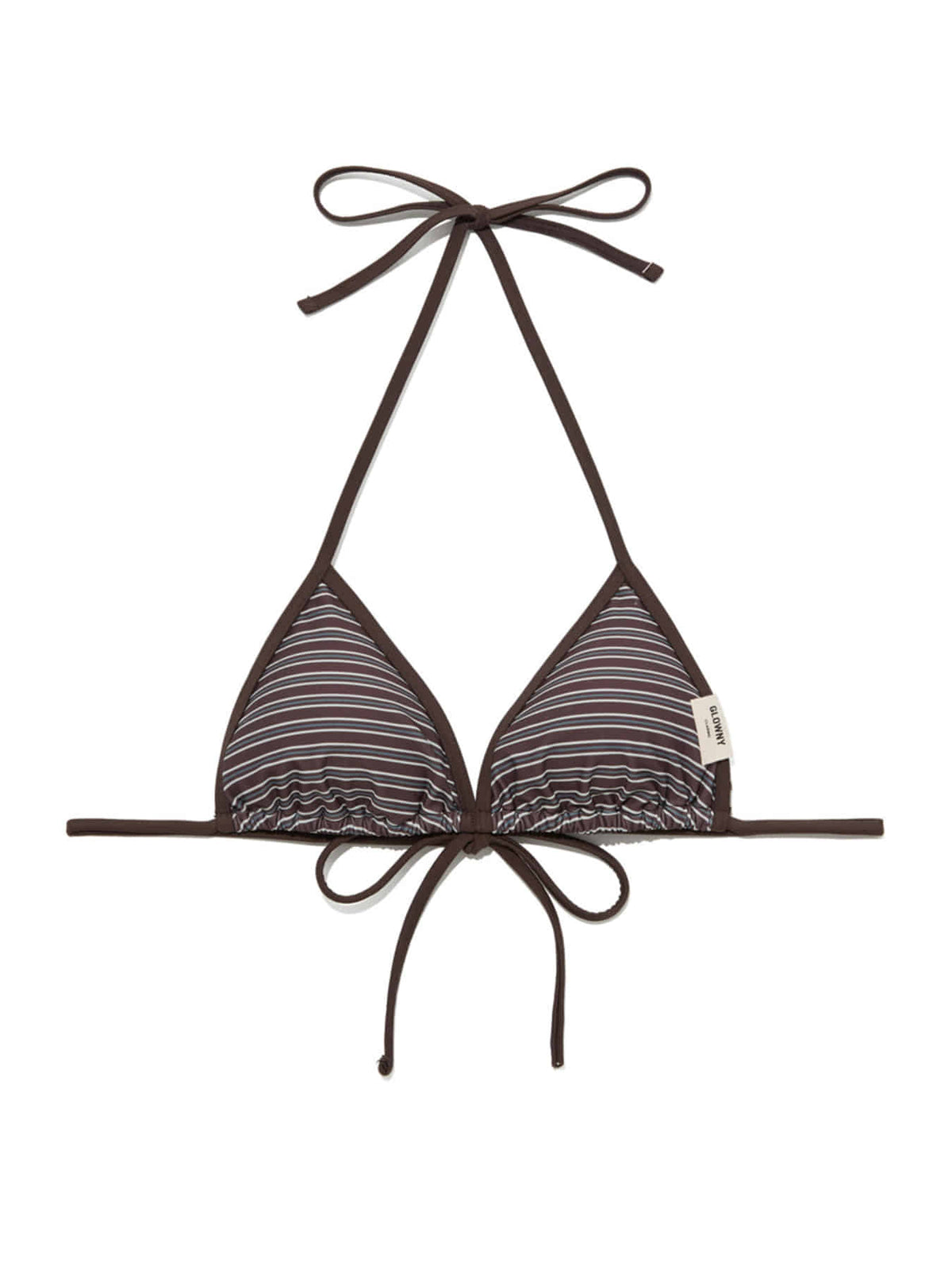 GLOWNY G Encore Stripe Bikini Top (Brown Stripe)